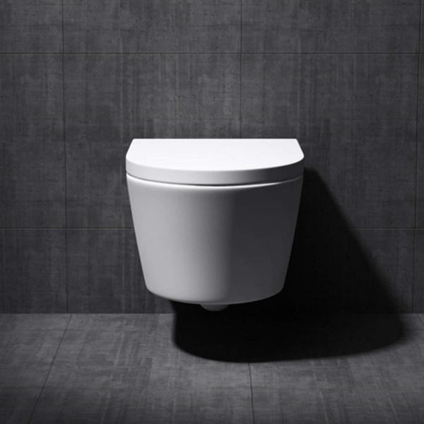 Set Bideu si Vas WC PRO GROHE, montaj suspendat, ceramica sanitara, WC SONATA Clementina RIMLESS + Bideu +Capac Soft-Close + Cadru + Clapeta - Img 5
