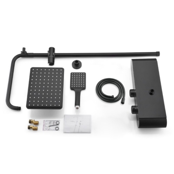 Set de dus PRO cu termostat incorporat , Dus cu efect de ploaie, Culoare Negru - Img 3