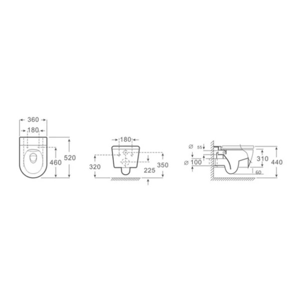 Set vas WC rimless suspendat Fluminia Minerva si capac softclose negru mat - Img 2