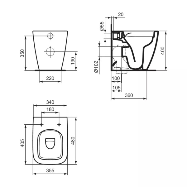 Set vas WC suspendat Ideal Standard I.life S alb cu bideu si capac slim softclose - Img 2