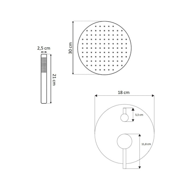 Sistem Complet De Dus PRO COSTA GOLD SET SLIM 30 + BOX, Montaj In Perete, Para Rotunda Tip Ploaie 30x30 Cm, 2 Functii De Curgere A Apei, Auriu - Img 7