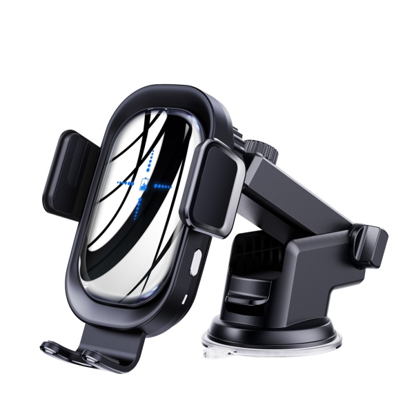Suport Auto cu Incarcator Wireless SeveShop, Senzor Inteligent, Fast Charger 15W, Fixare in Grila de Ventilatie, Prindere Automata, Rotire 360°, Compatibil Universal cu Android si iOS, Design Stabil si Reglabil, Gri Antracit - Img 3