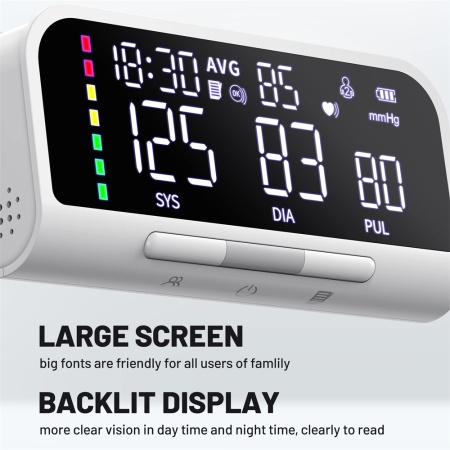 Tensiometru Fara Fir SeveShop pentru Uz Casnic, Reincarcabil, Usor de Utilizat, Cu Aplicatie Gratuita pentru iOS/Android, Apple Health si Google Fit, Monitorizare Tensiune Arteriala Precisa cu Display LED, Design Ergonomic si Elegant, Alb Lucios - Img 3