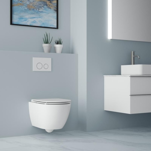 Vas wc Arizona, tehnologie Vortex, rimless, suspendat. culoare alb mat - Img 2