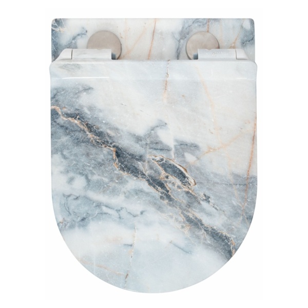 Vas WC REA CARLO SLIM Granit MAT, Imitatie Marmura, suspendat, ceramica sanitara, 49,5 x 37 x 32 cm, Capac Soft-Close Inclus, Design Unic - Img 4