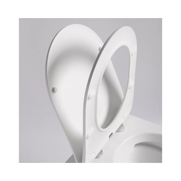 Vas WC RIMLESS VITO ALB/AURIU, Capac slim premium Soft-Close, Suspendat, Ceramica sanitara - Img 4