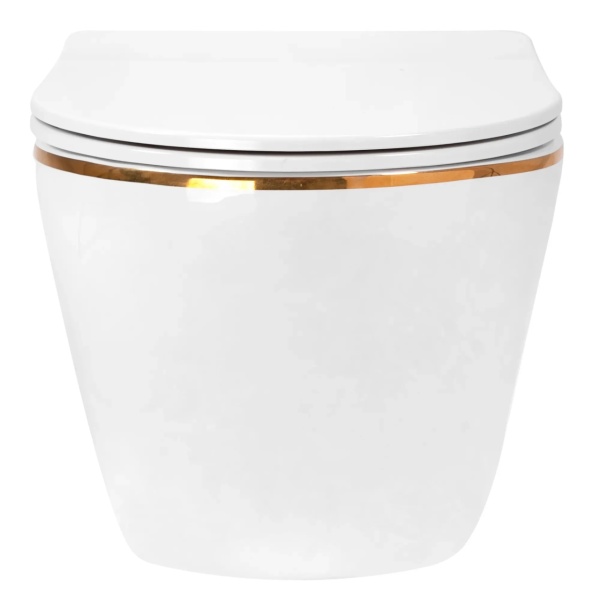 Vas WC suspendabil Rea Carlo Tornado Rimless Flat GOLD EDGE - Img 3