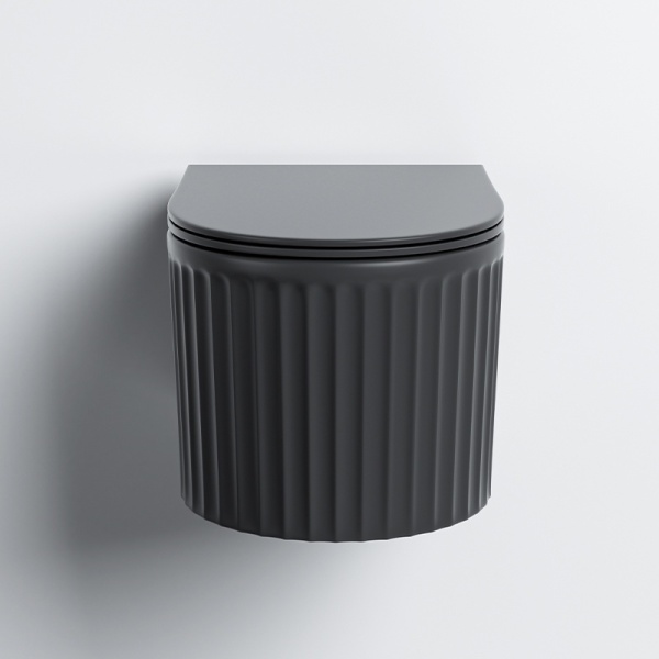 Vas WC suspendat LUMA Negru Mat, Model Canelat, cu capac SoftClose Inclus - Img 3