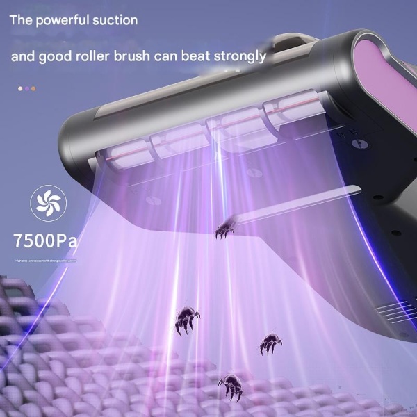 Aspirator Antiacarieni SeveShop, Sterilizator UV, Filtru HEPA Lavabil, Ideal pentru Saltele, Perne, Canapele, Lampa UV-C, Vibratii de Profunzime, Compact si Usor de Manuit, Aspirator cu Perie Rulou, Violet - Img 4