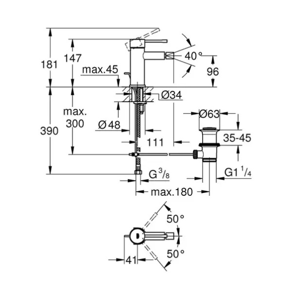 Baterie bideu Grohe Essence monocomanda crom periat Supersteel - Img 3
