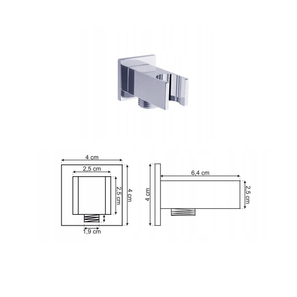Baterie Cada PRO QUADRO, Montaj Pe Perete, Finisaj Crom, Dus De Mana Inclus - Img 2