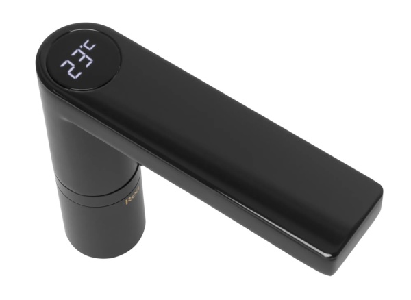Baterie Lavoar Cu Afisaj Led Pentru Temperatura Apei, REA MILS, Montaj Pe Blat, Capat Fix, Monocomanda, Inaltime 15 Cm, Negru - Img 2