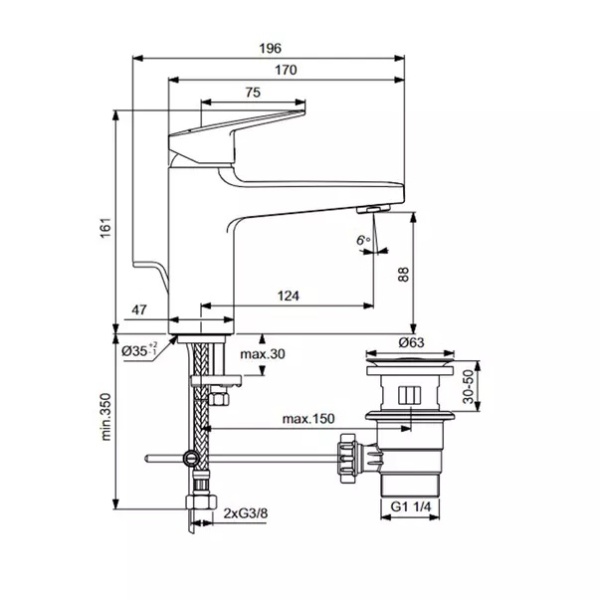 Baterie lavoar cu monocomanda Ideal Standard Ceraplan BD225AA - Img 3