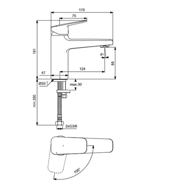 Baterie lavoar cu monocomanda Ideal Standard Ceraplan BlueStart BD224AA - Img 4