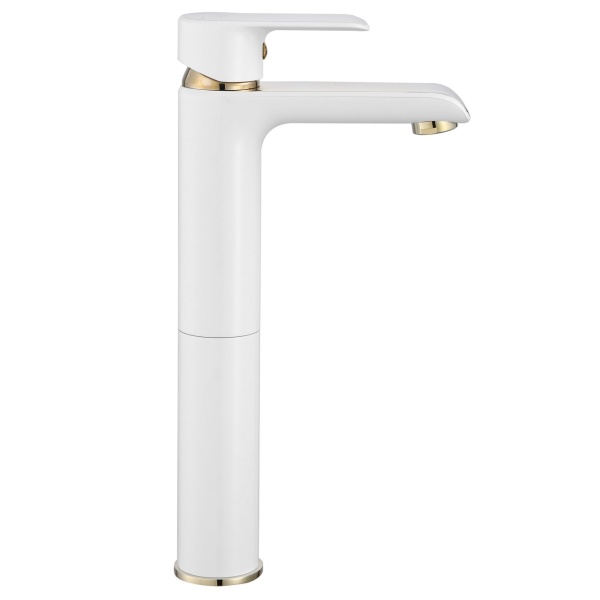 Baterie Lavoar REA BLOOM WHITE GOLD High, Montaj Pe Blat, Capat Fix, Inaltime 30 Cm, Finisaj Alb/Auriu - Img 3