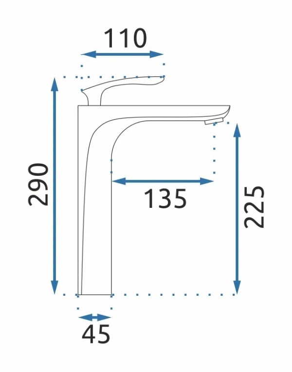 Baterie Lavoar REA ORBIT WHITE GOLD HIGH, Montaj Pe Blat, Capat Fix, Monocomanda, Inaltime 29 Cm, Alb/Auriu - Img 4