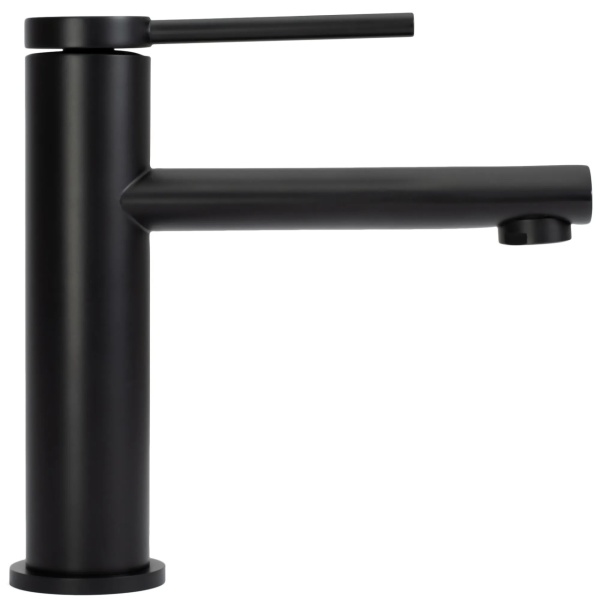 Baterie Lavoar REA OVAL BLACK LOW, Montaj Pe Blat, Capat Fix, Monocomanda, Inaltime 18 Cm, Culoare Negru, Finisaj Mat - Img 2