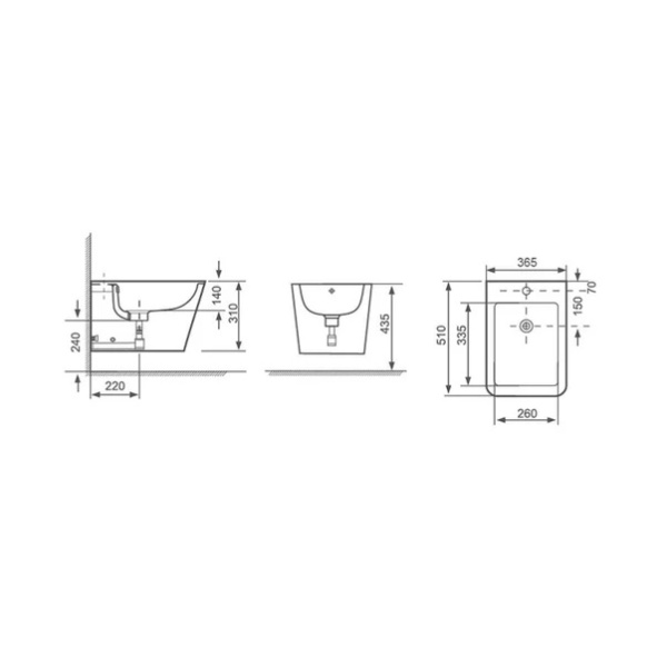 Bideu suspendat Fluminia Paris alb - Img 2