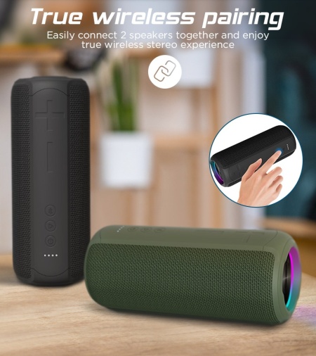 Boxa Portabila SeveShop E20, Rezistenta la Apa IPX67, Conectivitate Bluetooth Stabila, Sunet Puternic si Baza Profunda, Microfon Integrat pentru Apeluri, Autonomie Extinsa, Design Compact si Robust, Ideala pentru Interior si Exterior, Negru Electro - Img 2