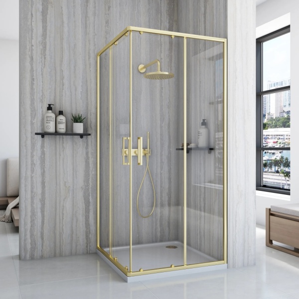Cabin de du?? Rea City, Dimensiune 90x90cm, Culoare Gold Brush - Img 4