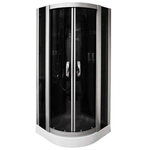 Cabina de dus cu Hidromasaj, Design Elegant 100x100cm , Culoare Crom/Negru - Img 10
