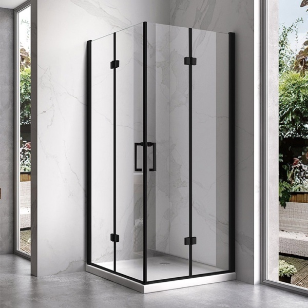 Cabina de dus dreptunghiulara cu rame negre si cadita de dus alba KZ12A-ST03E 90 x 80 cm - Img 4