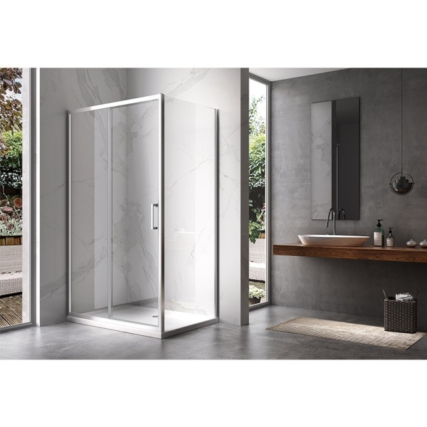 Cabina de dus dreptunghiulara din sticla securizata 6 mm si rame cromate KZ103B 110 x 80 cm - Img 5