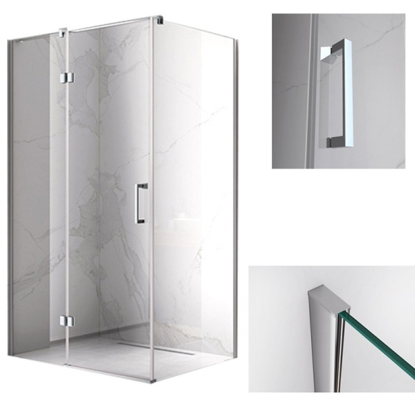 Cabina de dus Dreptunghiulara KZ02A, Design Modern 90x80cm, Culoare Crom - Img 6