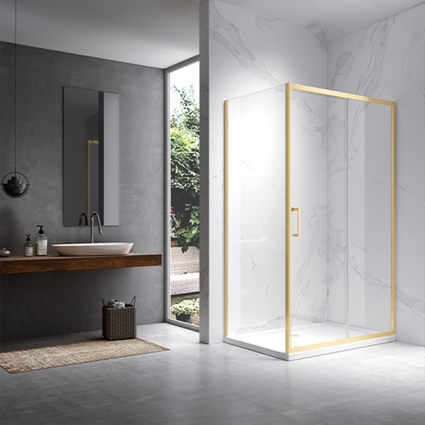 Cabina de dus dreptunghiulara KZ103A, Dimensiune 100x80cm, Culoare Auriu Periat - Img 6