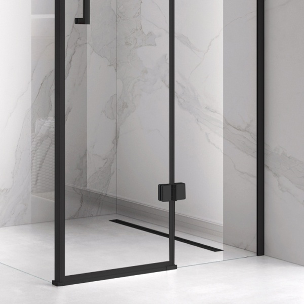 Cabina de dus KZ01D Patrata, Dimensiune 100x100cm, Design Modern, Culoare Negru - Img 3