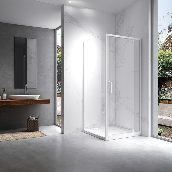 Cabina de dus KZ05A Dreptunghiulara 90x80cm, Design Modern, Culoare Alb - Img 3