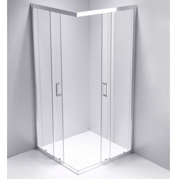 Cabina de dus KZ102B Patrata 90x90cm, Design Modern Crom + Cada de dus Riko, Culoare Negru - Img 3