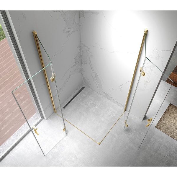 Cabina de dus KZ12A Dreptunghiulara , Design Modern 90x80cm, Culoare Auriu - Img 3