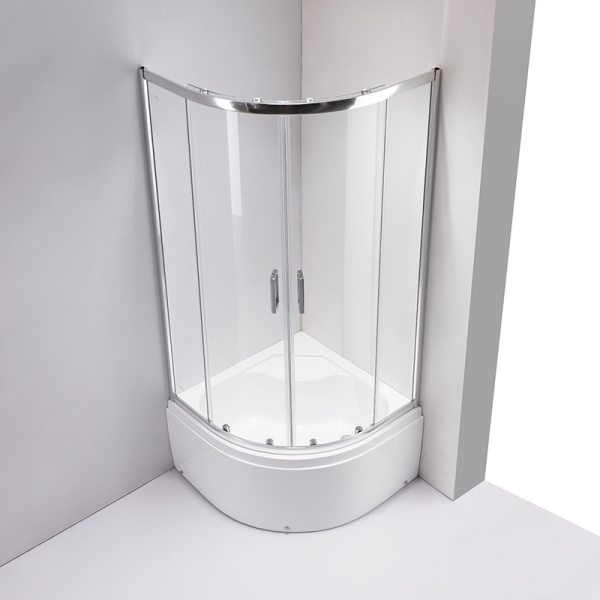 Cabina de dus MAJA, Dimensiune 100x100cm, Usi glisante, Culoare Crom+Cada de dus inalta - Img 3