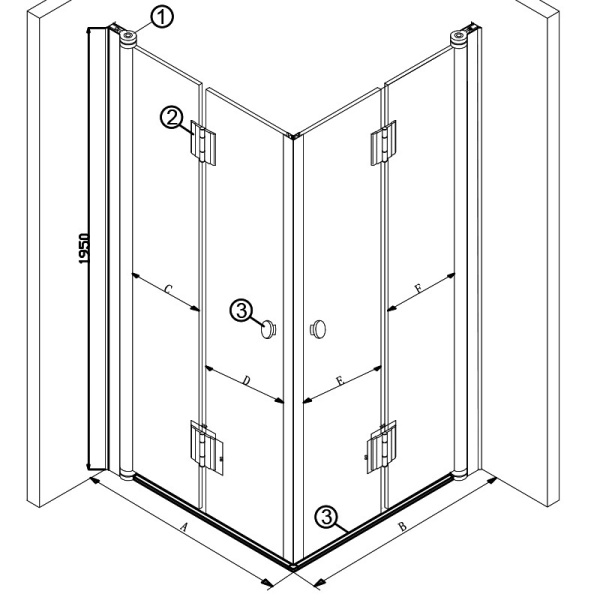 Cabina de dus patrata BS08C, Dimensiune 100x100cm, Culoare Negru - Img 4