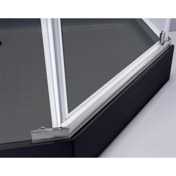 Cabina de dus pentagonala din sticla securizata cu cadita neagra inclusa KZ91B-SXL07B 90 x 90 cm - Img 4