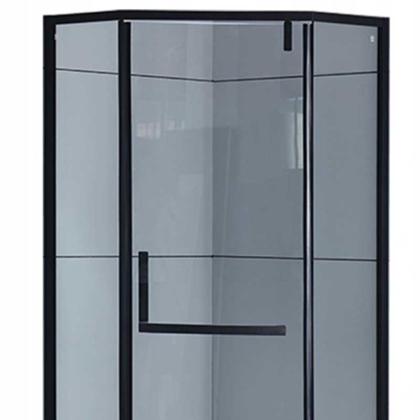 Cabina de dus pentagonala din sticla securizata rame negre KZ4026B 90 x 90 cm - Img 4