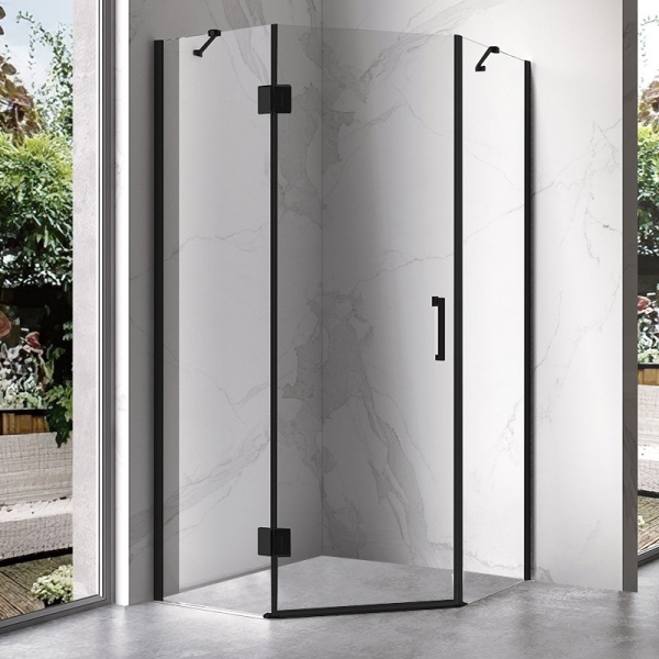 Cabina de dus pentagonala KZ10A neagra 80x80 cm - Img 4