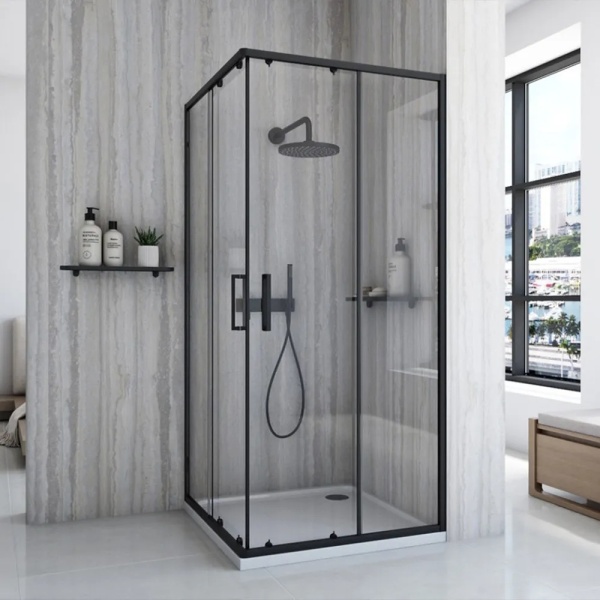 Cabina de dus Rea City, Dimensiune 80x80cm, Culoare Black - Img 4