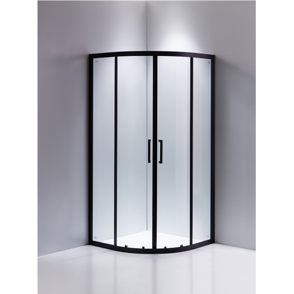 Cabina de dus semicirculara din sticla securizata si rame negre cu cadita alba inclusa BS01B/SXL01B 90 x 90 cm - Img 3