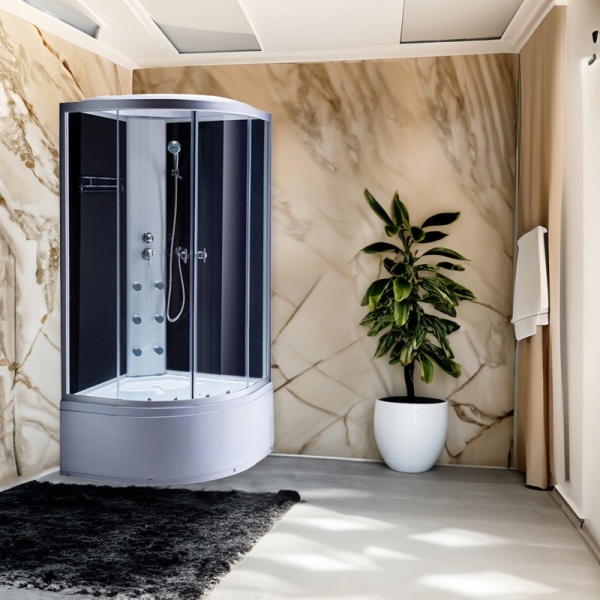 Cabina de dus WSH7601B cu Hidromasaj, Dimensiune 100x100cm+Cadita de dus - Img 10