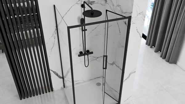 Cabina dus de colt REA Rapid Fold, Dimensiune 90x90cm, Culoare Negru - Img 5