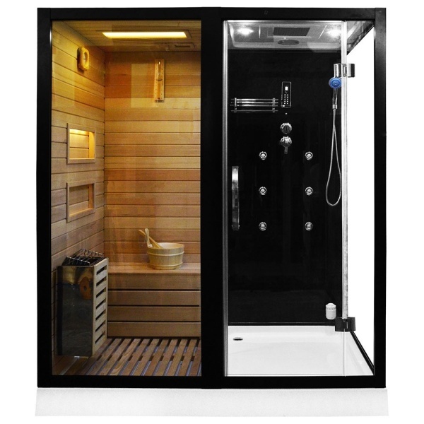 Cabina multifunctionala MO-1752B, sauna uscata, sauna cu aburi si cabina de dus, pe stanga. Dimensiune 180x110x223cm - Img 3