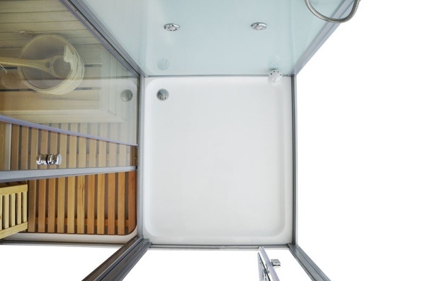 Cabina multifunctionala sauna uscata, sauna cu aburi si cabina de dus, montaj stanga alba 180 x 110 x 223 cm - Img 12