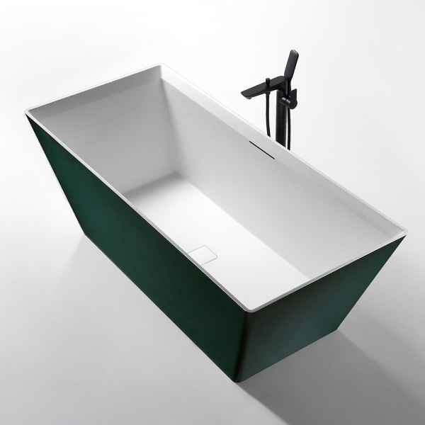 Cada de baie , Autoportanta, Dimensiune 170x75x60cm, Strat abraziv, Culoare Verde Malachit/Alb - Img 3