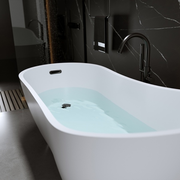 Cada de baie FORTE 520B, Dimensiune 160x75cm, Culoare Alb, Deversor Negru - Img 6