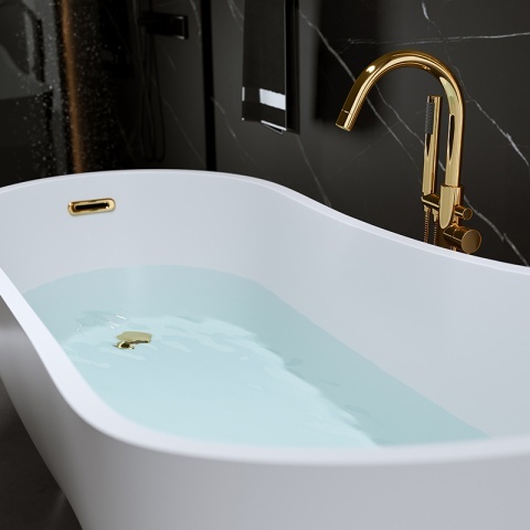 Cada de baie Forte520C 170x75cm, Culoare Alb, Deversor Auriu - Img 6