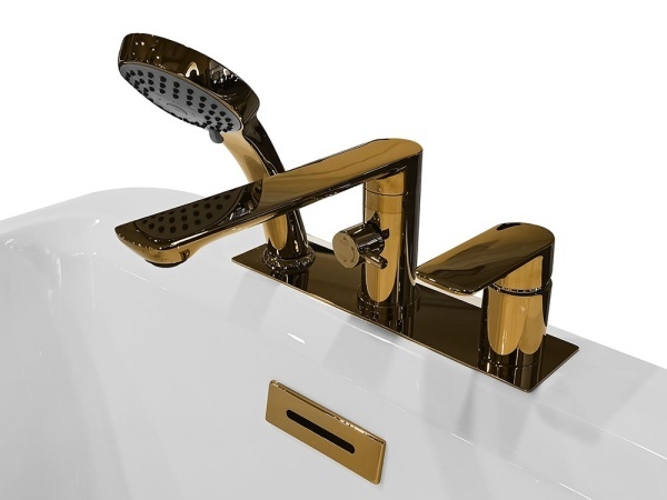 Cada de baie freestanding cu baterie aurie inclusa, dimensiuni 150X75X58CM - Img 6