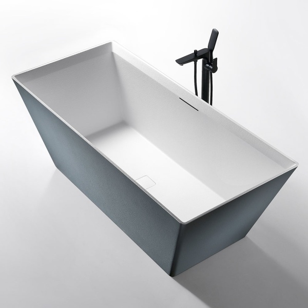 Cada De Baie Freestanding, Design Modern 170x75x60xcm, Strat Abraziv, Culoare Albastru Gri/Alb - Img 2