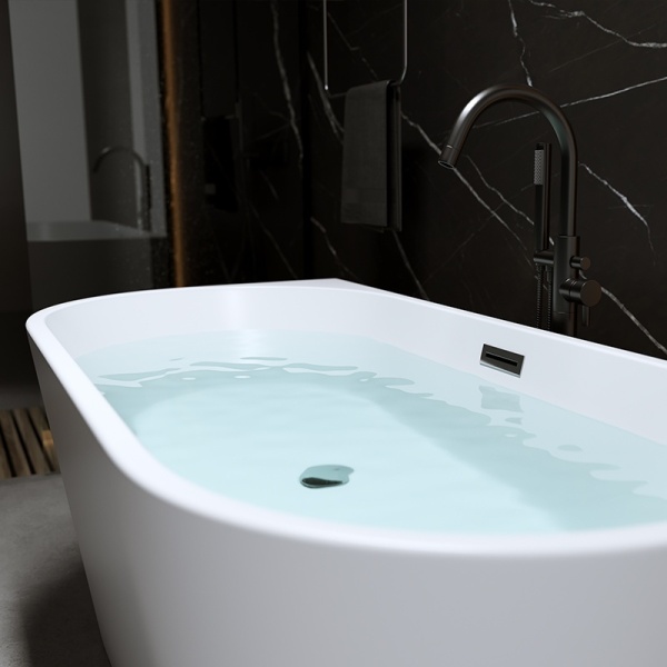 Cada de baie LENA 527C, Dimensiune 160x75cm, Culoare Alb, Deversor Crom - Img 5